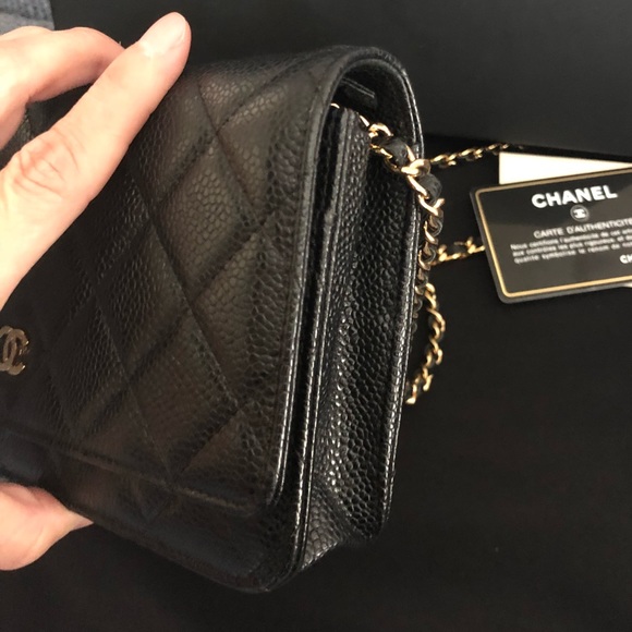 CHANEL Black Quieted Caviar Wallet On Chain Flap - Picture 4 of 8
